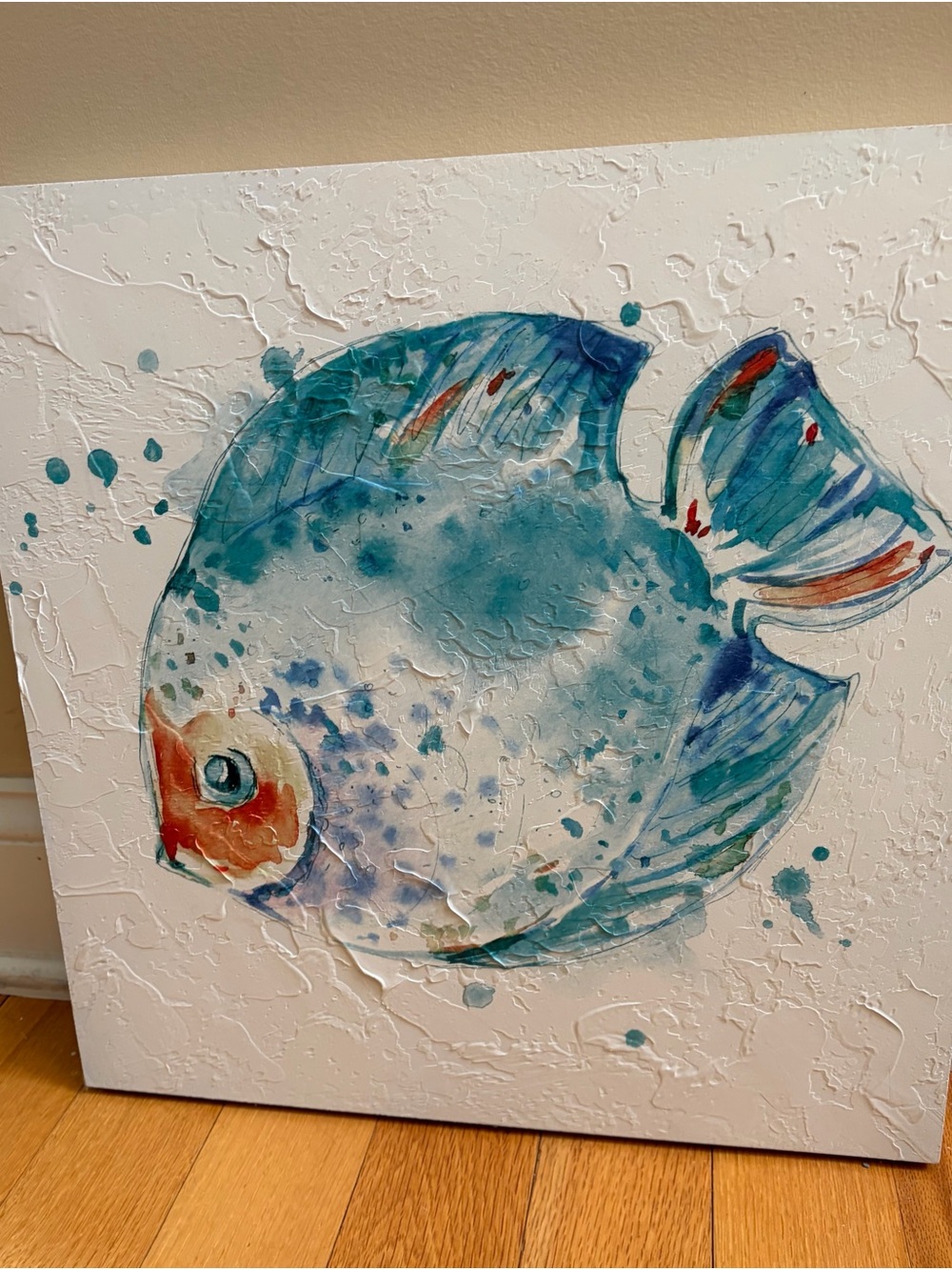 Aqua Splash Fish wooden wall Art - Blue and Teal